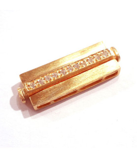 Armbandschließe Magnet Kasten mit Zirkonia, Silber rosé vergoldet matt  - 1