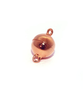 magnetic round clasp 10 mm, silver rosé gold plated  - 1