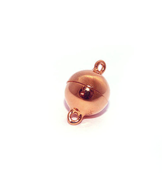 magnetic round clasp 10 mm, silver rosé gold plated  - 1