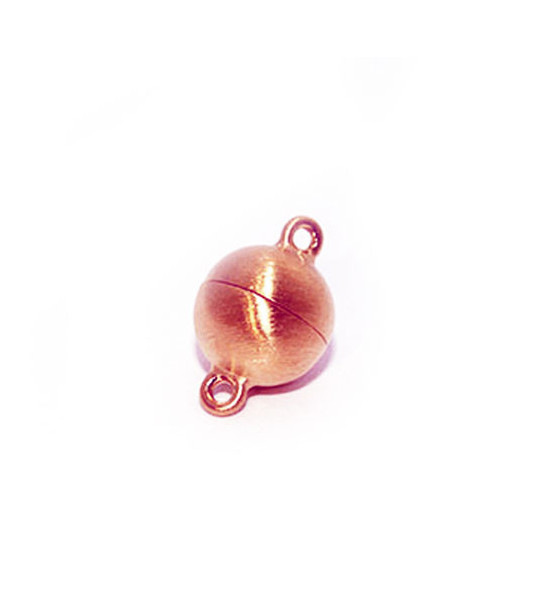 magnetic round clasp 10 mm, silver rosé gold plated matt  - 1