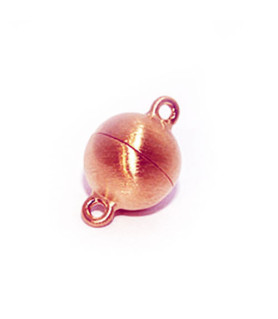 Magnetic round clasp 12 mm, silver rosé gold plated matt  - 1