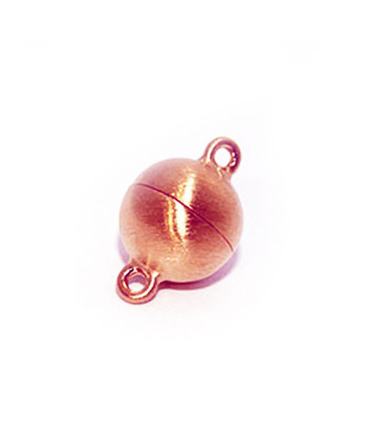 Magnetic round clasp 12 mm, silver rosé gold plated matt  - 1
