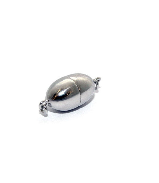Magnetschließe oval 10 mm, Silber rhodiniert Steindesign - 1