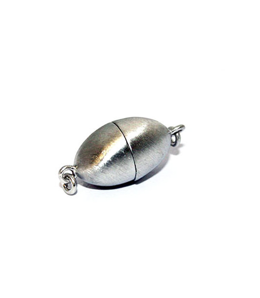 Magnetschließe oval 10 mm, Silber rhodiniert matt  - 1