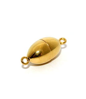 magnetic clasp oval 10 mm, silver gold plated  - 1
