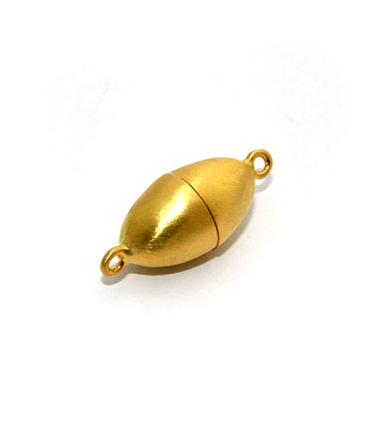 Magnetic clasp oval 10 mm, silver gold plated satin  - 1