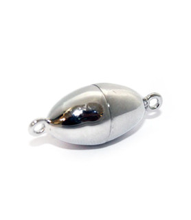 Magnetschließe oval 12 mm, Silber rhodiniert Steindesign - 1