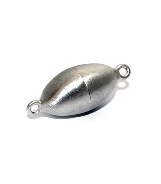 magnetic clasp oval 12 mm, silver rhodium plated satin  - 1