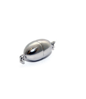 Magnetschließe oval 8 mm, Silber rhodiniert Steindesign - 1