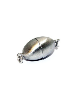 Magnetschließe oval 8 mm, Silber rhodiniert matt  - 1