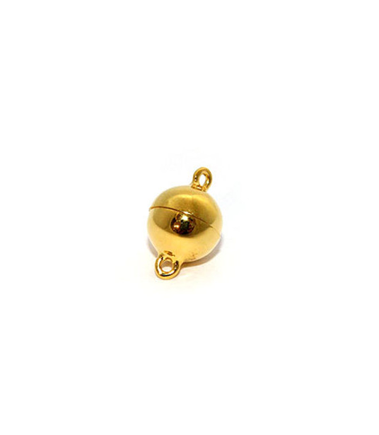 magnetic round clasp 8 mm, silver gold plated  - 1