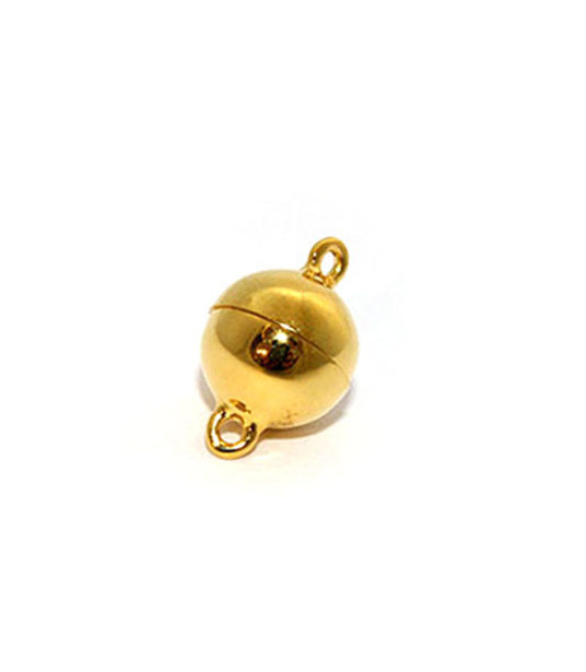 magnetic round clasp 12 mm, silver gold plated  - 1