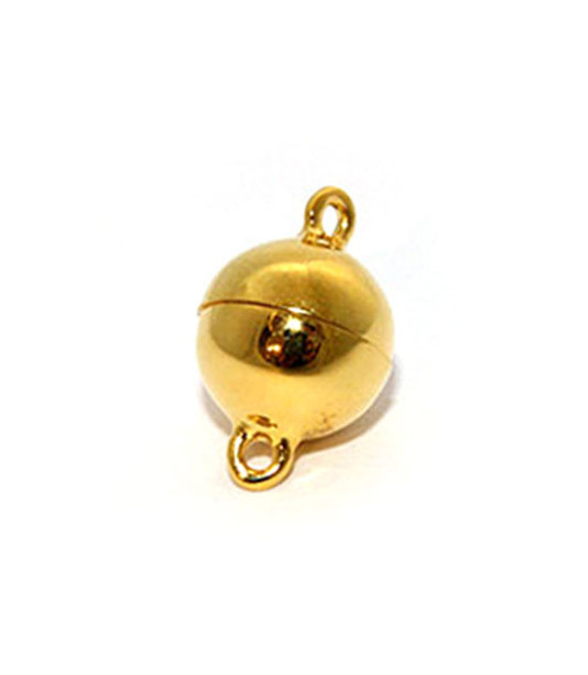magnetic ball clasp 14mm, silver gold plated  - 1