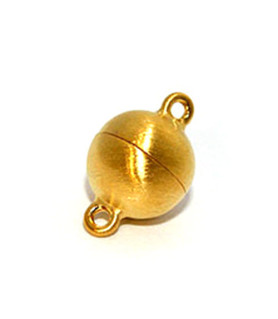 Magnetic ball buckle 14mm, silver gold plated, satin finish  - 1