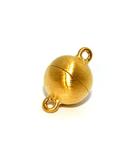 Magnetic ball buckle 14mm, silver gold plated, satin finish  - 1