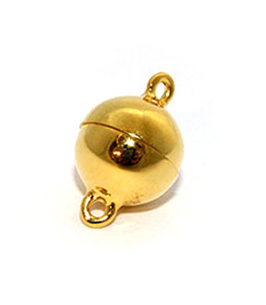 magnetic ball clasp 16mm, silver gold plated  - 1