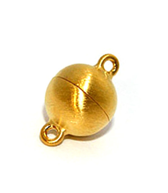 magnetic ball clasp 16 mm, silver gold plated, satin finish  - 1