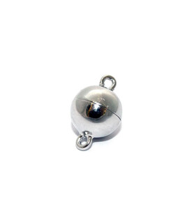 magnetic round clasp 8 mm, silver rhodium plated Steindesign - 1