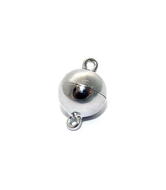 Magnetkugelschließe 10 mm, Silber rhodiniert Steindesign - 1