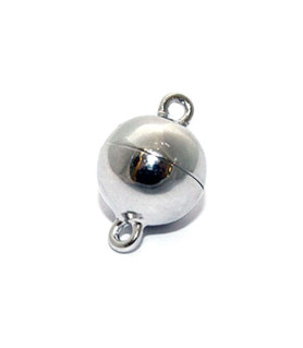 Magnetkugelschließe 12 mm, Silber rhodiniert Steindesign - 1