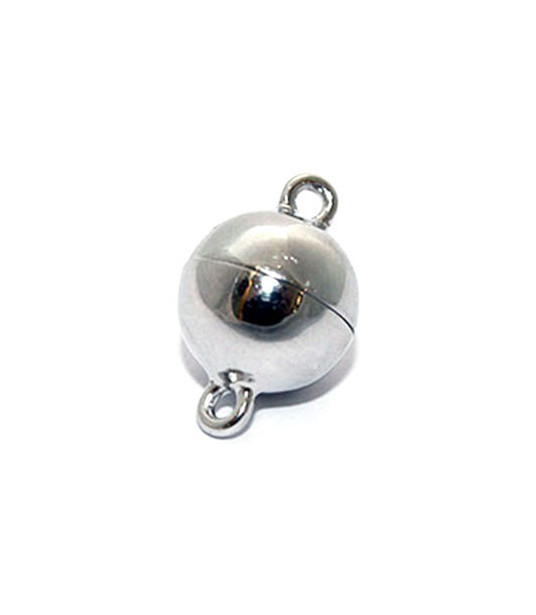 Magnetkugelschließe 12 mm, Silber rhodiniert Steindesign - 1
