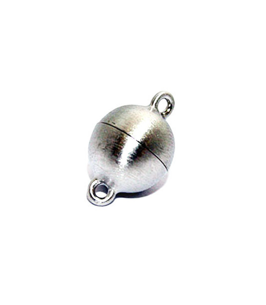 Magnetic round clasp 12 mm, silver rhodium plated, satin  - 1