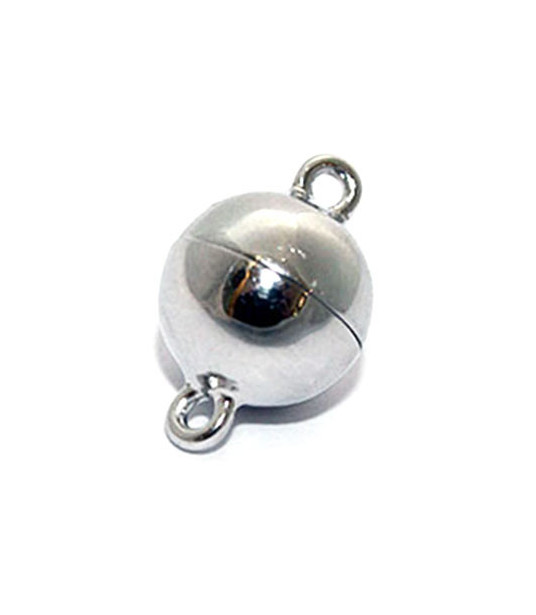 magnetic round clasp 14 mm, silver rhodium plated Steindesign - 1