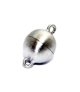 Magnetic round clasp 14 mm, silver rhodium plated, satin  - 1