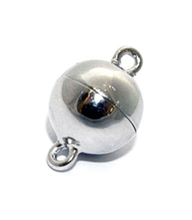 Magnetkugelschließe 16 mm, Silber rhodiniert Steindesign - 1