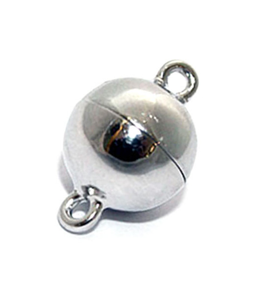 Magnetkugelschließe 18 mm, Silber rhodiniert Steindesign - 1