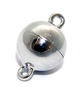 Magnetkugelschließe 20 mm, Silber rhodiniert Steindesign - 1