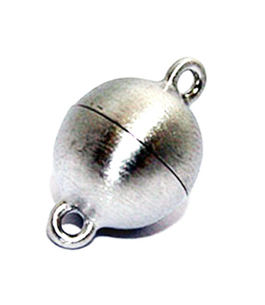 Magnetic round clasp 20 mm, silver rhodium plated, satin  - 1