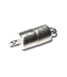 magnetic cylinder clasp 8 mm, silver rhodium plated satin  - 1