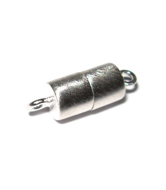magnetic cylinder clasp 8 mm, silver rhodium plated satin  - 1
