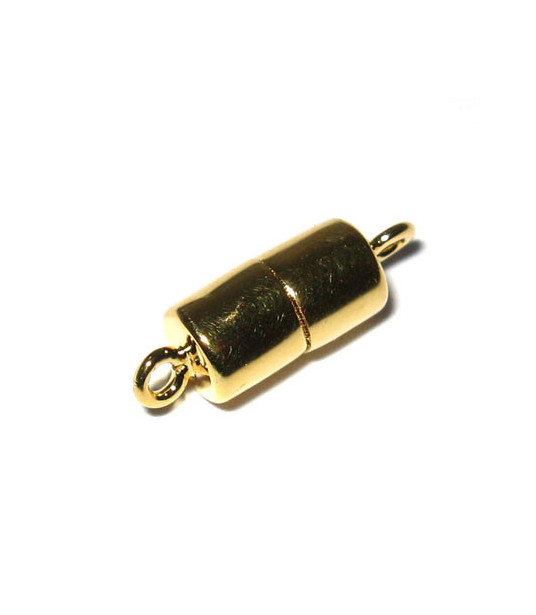 magnetic cylinder clasp 6 mm, silver gold plated  - 1