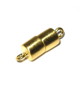 magnetic cylinder clasp 6 mm, silver gold plated satin finish  - 1