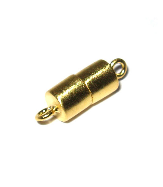 magnetic cylinder clasp 6 mm, silver gold plated satin finish  - 1