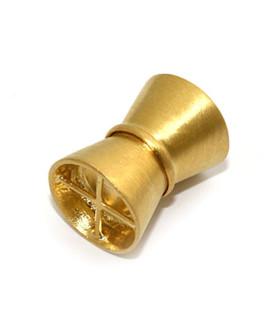 Magnetic clasp cylinder large, silver gold-plated satin finish  - 1