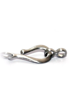 Hook clasp small, silver rhodium plated satin  - 1