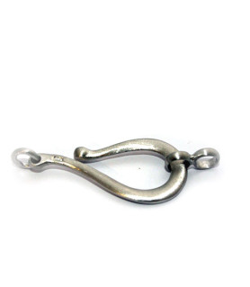 medium hook buckle, silver rhodium plated satin  - 1