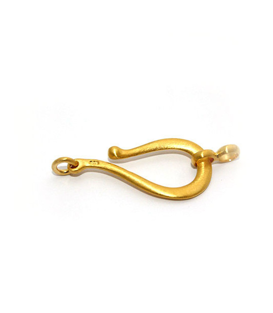 medium hook clasp, gold-plated silver satin  - 1