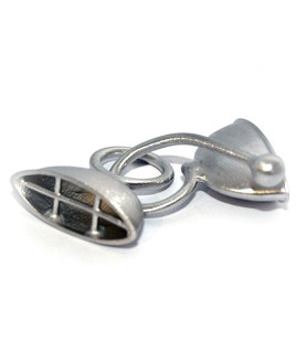 Double hook oval large, silver rhodium plated satin  - 1