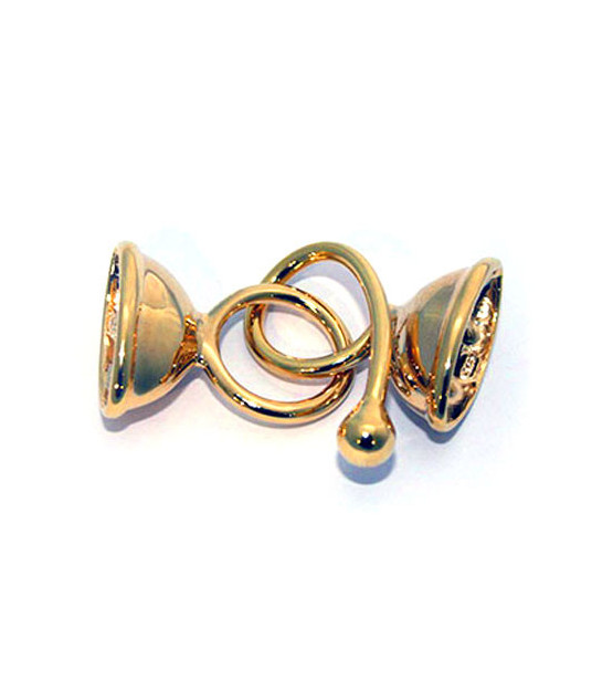 Double hook oval small, silver gold plated  - 1