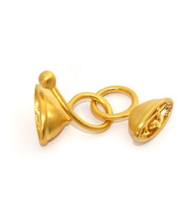 Double hook oval small, silver gold plated satin  - 1