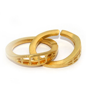 Double ring clasp 30 mm silver gold plated satin  - 1