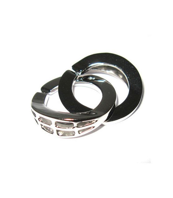 Double ring clasp 25 mm silver rhodium plated Steindesign - 1