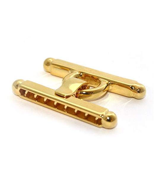 Bar clasp large, gold-plated silver  - 1