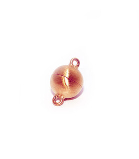 magnetic round clasp 8 mm, silver rosé gold plated matt  - 2