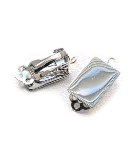 Earclip patent square, silver rhodium plated Steindesign - 1