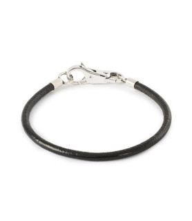 Leather Cord Bracelet Black, black  - 1
